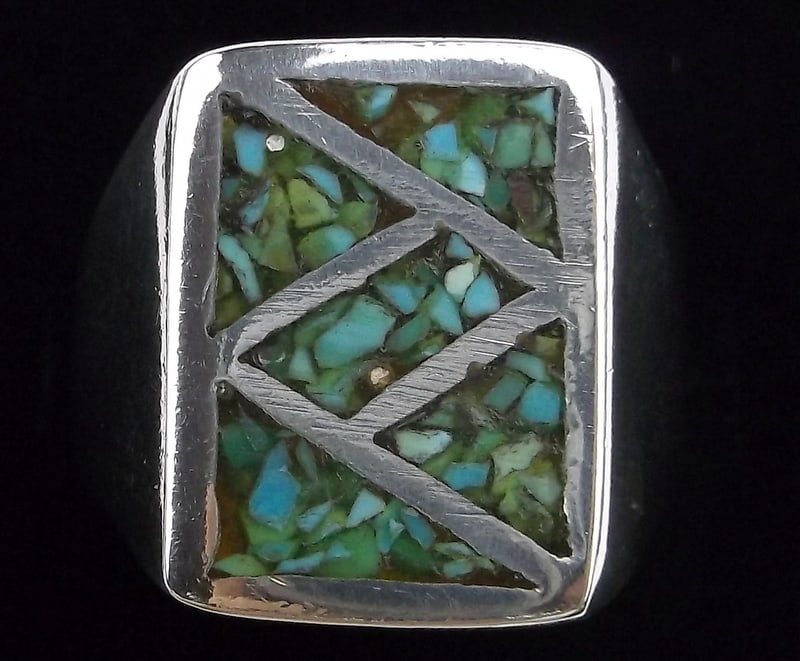Mint Heavy 1970s Navajo Sterling Silver Turquoise Ring 10 Mens (1 of 4)