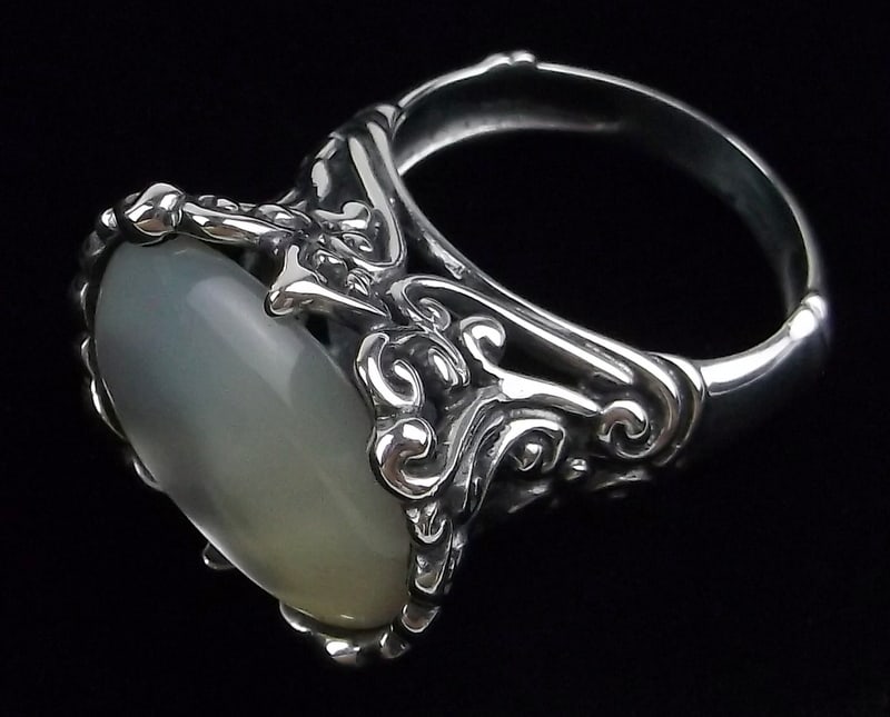 Big Mint Designer Sterling Silver MOP Ornate Ring 7 Heavy (1 of 4)