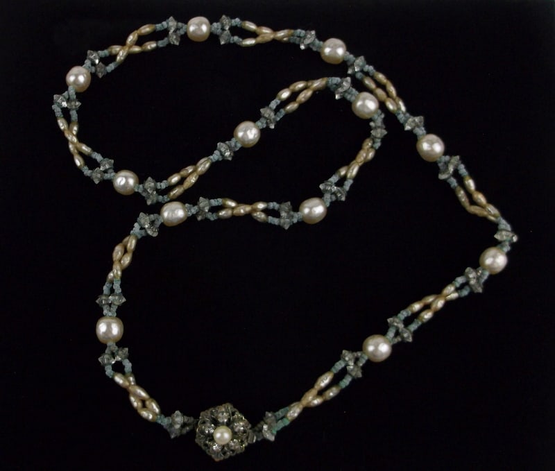 Vintage 1940s Miriam Haskell Rhinestone Necklace 22" (1 of 5)