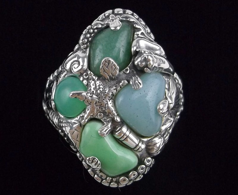 Mint Carolyn Pollack Sterling Turquoise Larimar Sea Life Ring 10 (1 of 6)