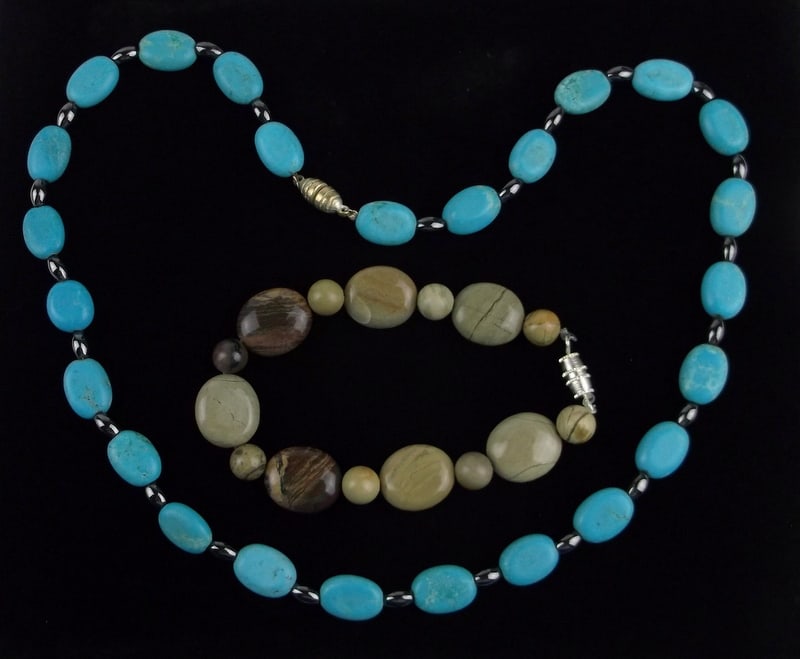 Mint Genuine Healing Turquoise Necklace Bracelet 8" 20": Mint Condition, In Like New Condition, Perfect