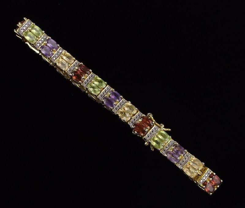 Mint Vint Multi Gemstone Tennis Bracelet 7.25": Mint Condition, In Like New Condition, Perfect