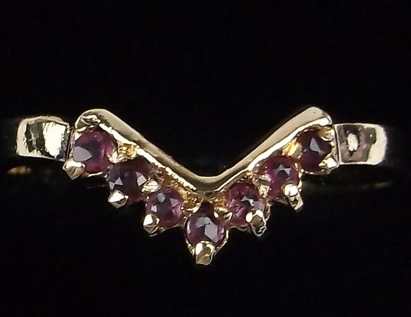 New Gold Over Sterling Silver Ruby V Stack Ring 7: Solid Sterling Silver Guaranteed, in Brand New Never Worn Condition.