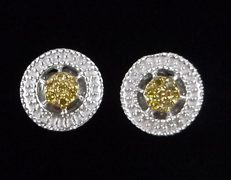 New Sterling Silver Designer Yellow Sapphire Stud Earrings (1 of 2)