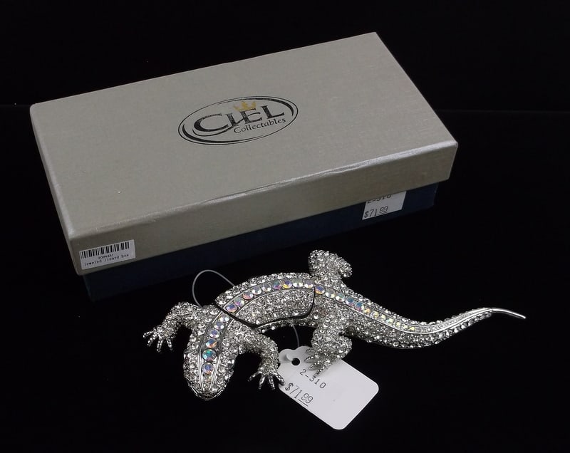 New Boxed Ciel Swarovski Crystal Lizard Trinket Box LARGE: new condition