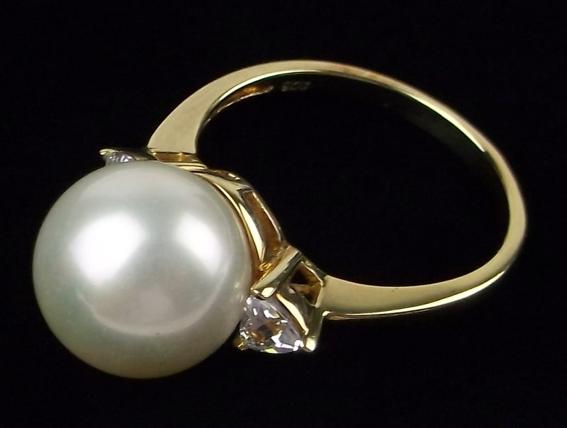 New Designer Gold Over Sterling Big Pearl Ring 10 (1 of 3)