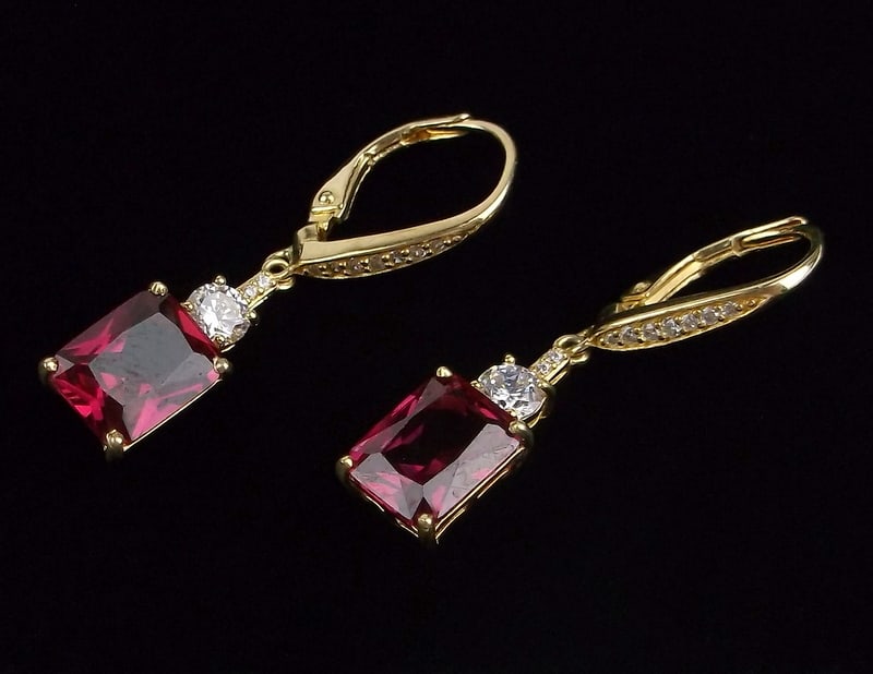 New Designer Gold Over Sterling 4cttw Ruby Earrings (1 of 3)