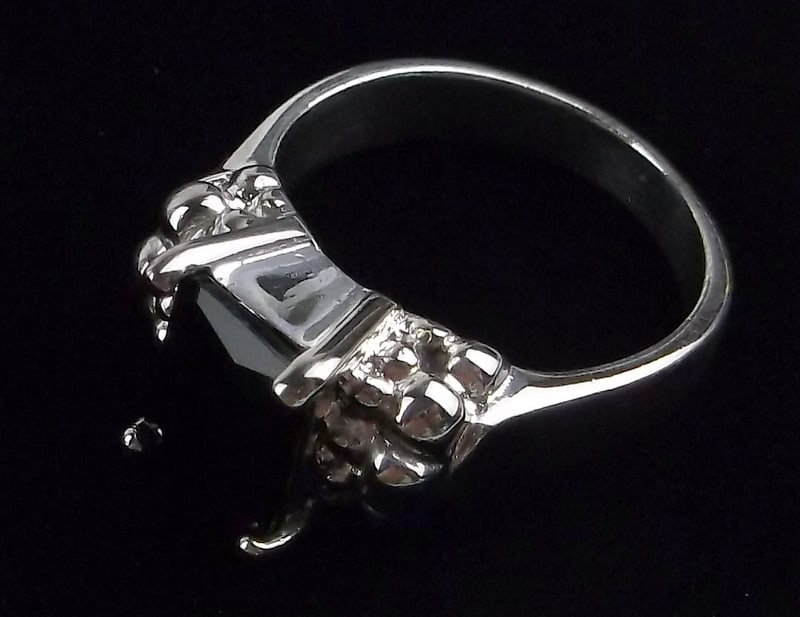 Stunning Vint Sterling Silver Onyx Ring Thick 6 (1 of 3)