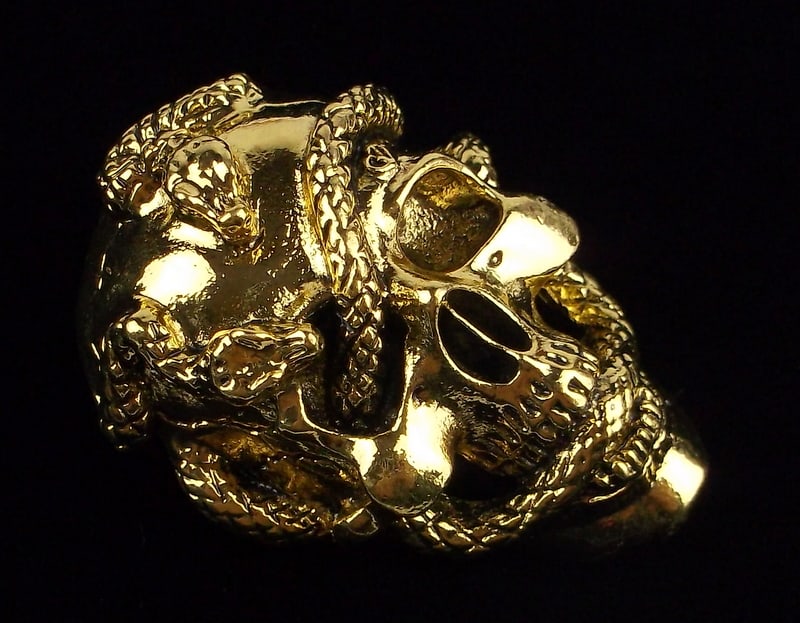 Mint Enameled Snake Skull Brooch (1 of 2)