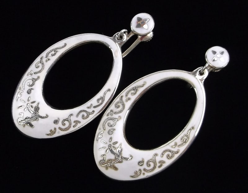 Mint Big Heavy 1950s Sterling Silver Hindu Goddess Earrings (1 of 3)