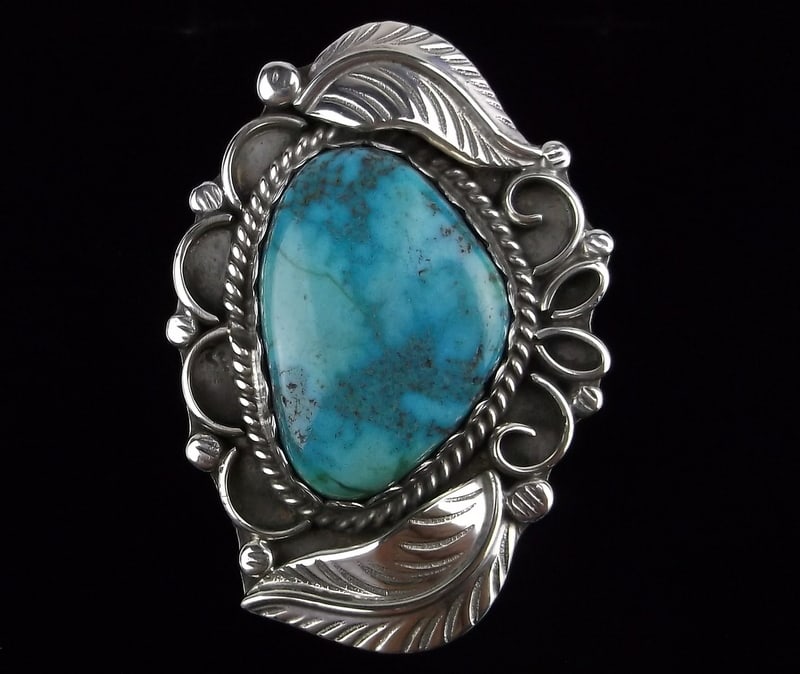 Big Mint Navajo Sterling Silver Sky Blue Turquoise Ring 12.5: handmade Genuine Navajo Sterling Silver in Excellent Condition