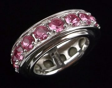 New Vint Designer Pink Tourmaline Spinning Ring 6
