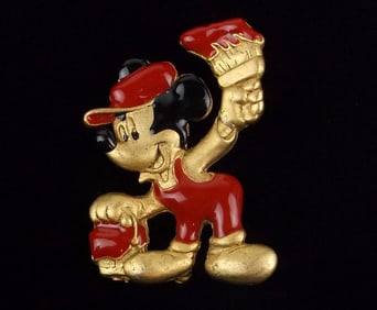 Mint Vintage Enameled Disney Mickey Mouse Brooch