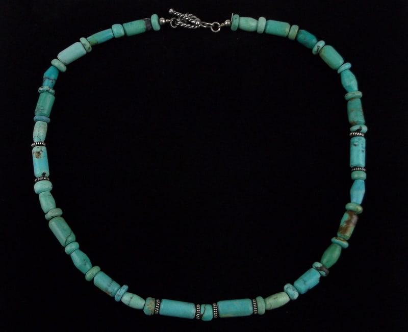 Mint Vintage Sterling Silver Turquoise Necklace 16" (1 of 3)