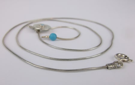 Mint Vintage Sterling Silver Turquoise Drop Necklace 18"