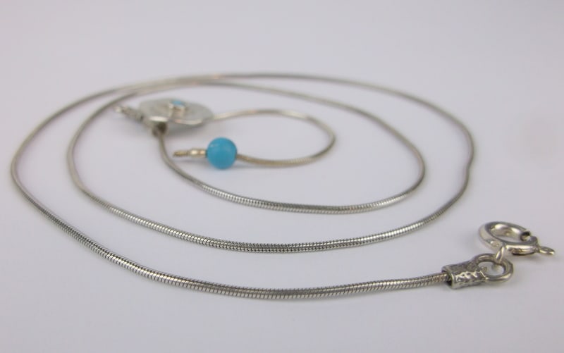 Mint Vintage Sterling Silver Turquoise Drop Necklace 18" (1 of 2)