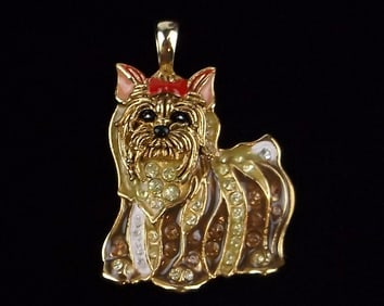 New Gold Over Sterling Yorkie Yorkshire Terrier Dog Pendant