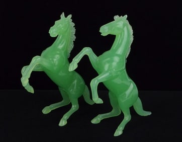 Mint 1960s Jade Color Celluloid Horse Set