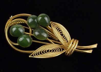 Mint Vintage 1960s Jade Brooch