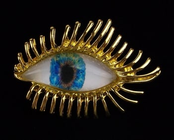 Mint Enameled All Seeing Eye Brooch