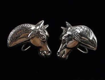 Mint Vintage 1950s Sterling Silver Horse Earrings