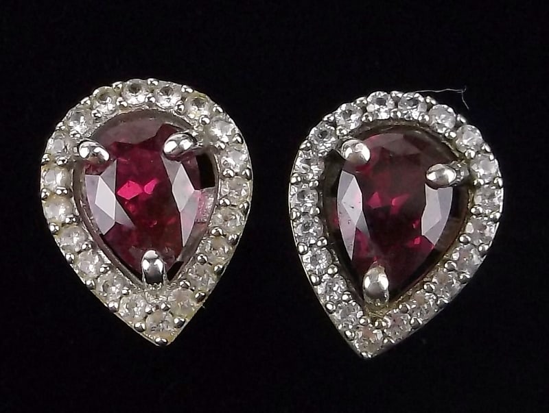 Mint Vintage Sterling Silver 2cttw Ruby Earrings Set (1 of 2)