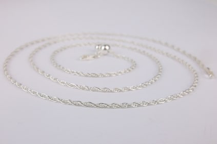 New Vintage Sterling Silver Rope Chain Necklace 24"