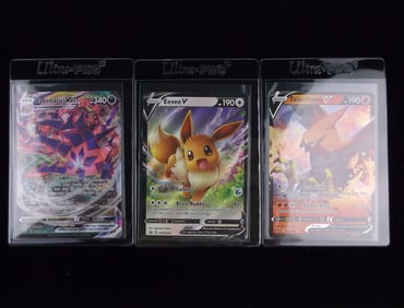 3 Unplayed Pokemon Ultra Rare Full At Card Lot Eevee More