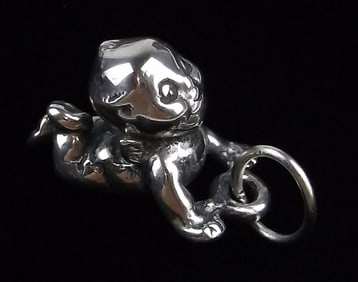 Mint Vint Sterling Silver Kewpie Baby Doll Pendant Charm