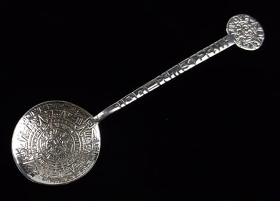 Stunning 1960s Taxco Sterling Silver Mayan Spoon