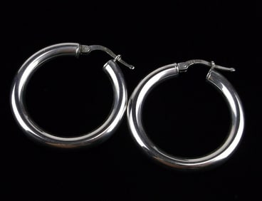 Mint Vintage Big Sterling Silver Hoop Earrings