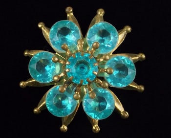 Stunning Vintage 1930s Art Deco Rhinestone Brooch Starburst