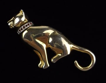 Gorgeous Vintage Rhinestone Cat Brooch