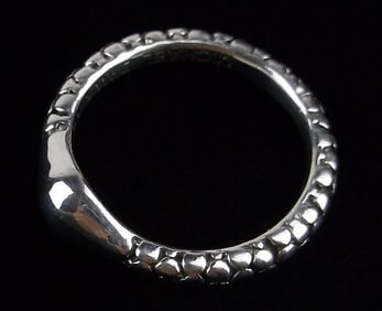 New Vint Michael Dawkins Sterling Silver Caviar Ring 7