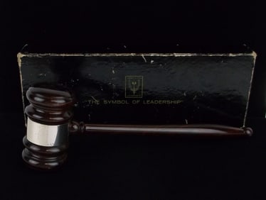Mint Vintage 1960s Sterling Silver Judge Gavel Boxed Cherry Wood