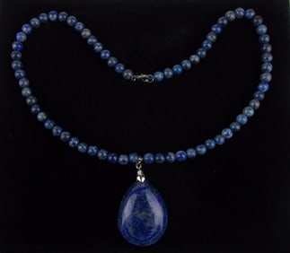 Mint Vintage Sterling Silver Lapis Lazuli Drop Necklace 18"