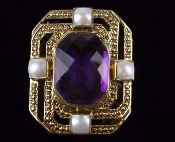 Big Mint Nicky Butler Amethyst Pearl Designer Ring 6