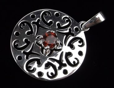 New Sterling Silver Garnet Pendant