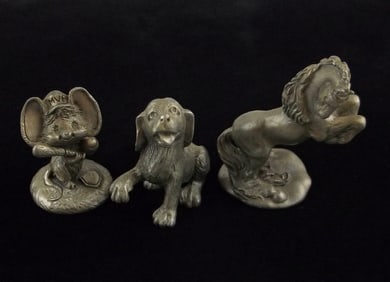 Mint Vint Heirloom Hudson Fine Pewter Dog Horse Figures