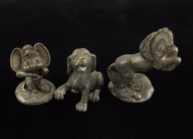Mint Vint Heirloom Hudson Fine Pewter Dog Horse Figures: Mint Condition, In Like New Condition, Perfect
