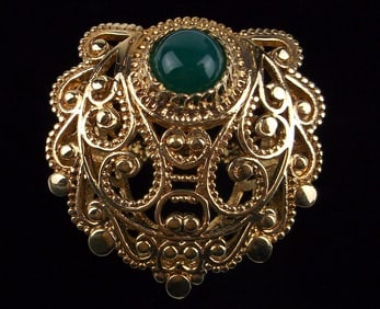 New Big Designer Turkey Green Chalcedony Ring 6 Ornate