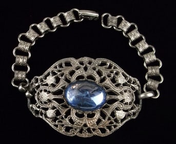 Stunning Vintage 1940s Jelly Belly Rhinestone Bracelet 7"