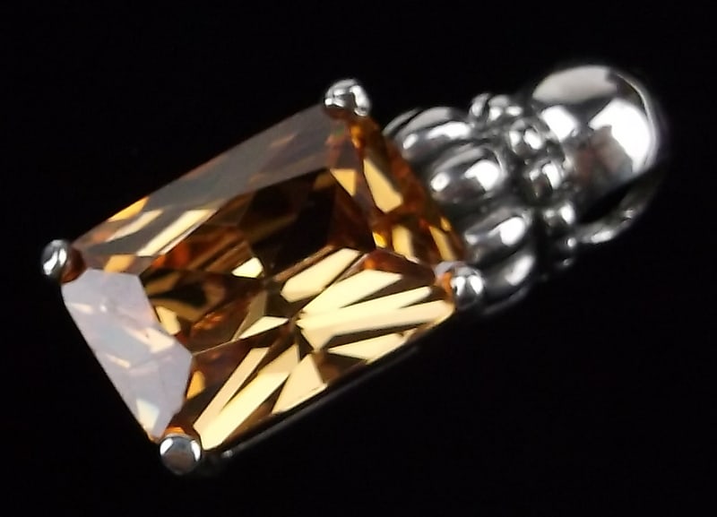 Mint Vint Heavy Sterling Silver Orange Tourmaline Pendant Caviar (1 of 3)