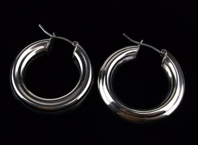 Big Mint Vintage Sterling Silver Hoop Earrings