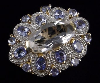 New Designer Gold Over Sterling Silver Tanzanite Pendant