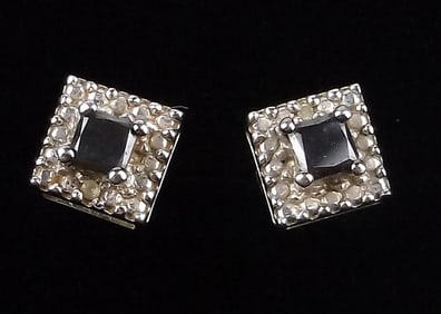 Mint Vintage Sterling Silver Sapphire Topaz Earrings