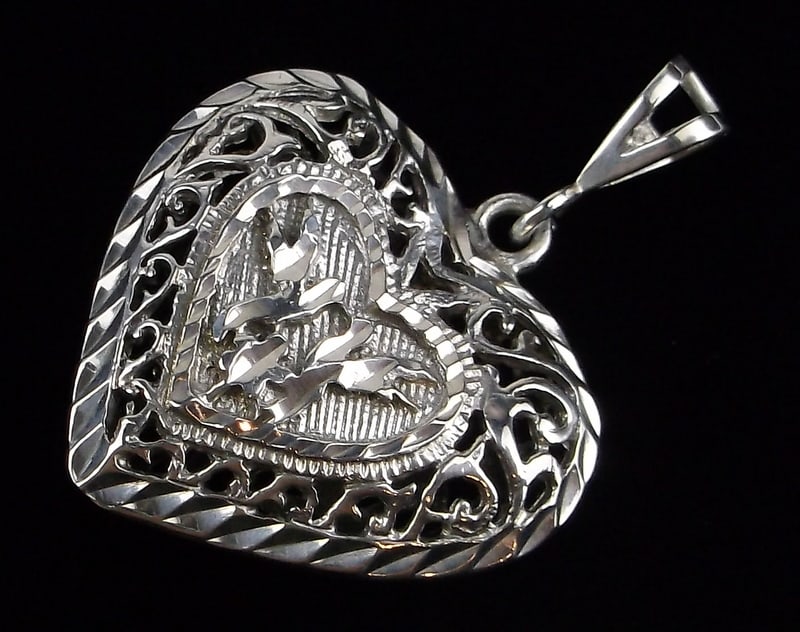 Mint Thick Heavy Sterling Silver Heart Pendant: Guaranteed Solid 925 Sterling Silver, in Excellent Condition