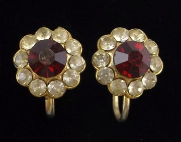 Stunning Vint 1920s Art Deco Rhinestone Earrings