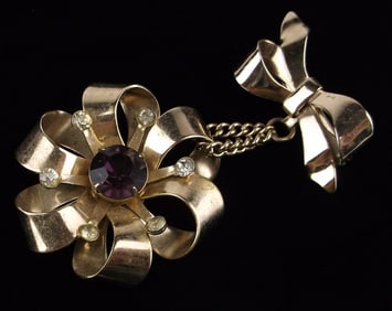 Stunning Vintage 1950s Rhinestone Drop Brooch