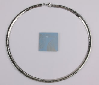 New Boxed Designer Steel Omega Chain Necklace 20" SBD